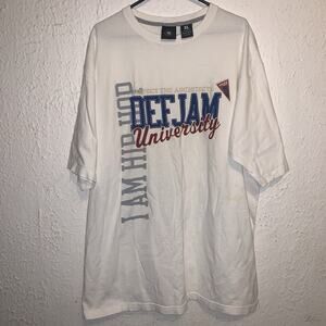 Vintage Y2K Def Jam University Embroidered White Short Sleeve T-Shirt XL